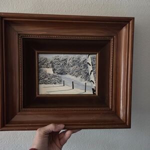 Oil On Board Painting By Gerry Von Trier, American Artist 1960 Snow, Winter